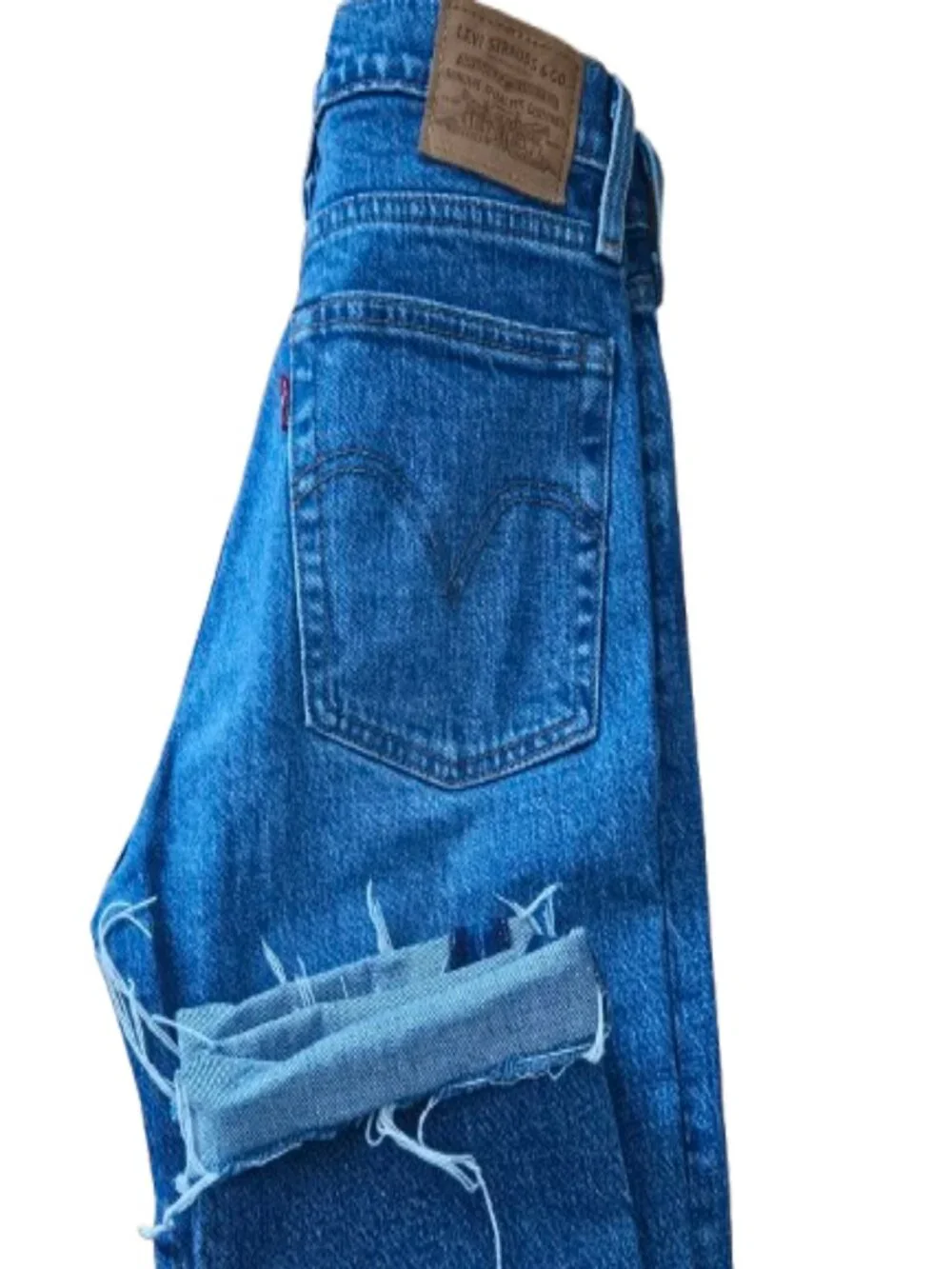 Levi's Premium High Waisted Wedgie Fit Straight Jeans Blue Sz 25 Button Fly